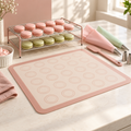 Macaron Baking Mat & Decorating Tool Set with Circle Guides – Elegant Pink Silicone-Style Baking Mat, Double-Tier Cooling Rack, Piping Bags & Pastry Accessories for French Macarons, Cookies & Homemade Desserts